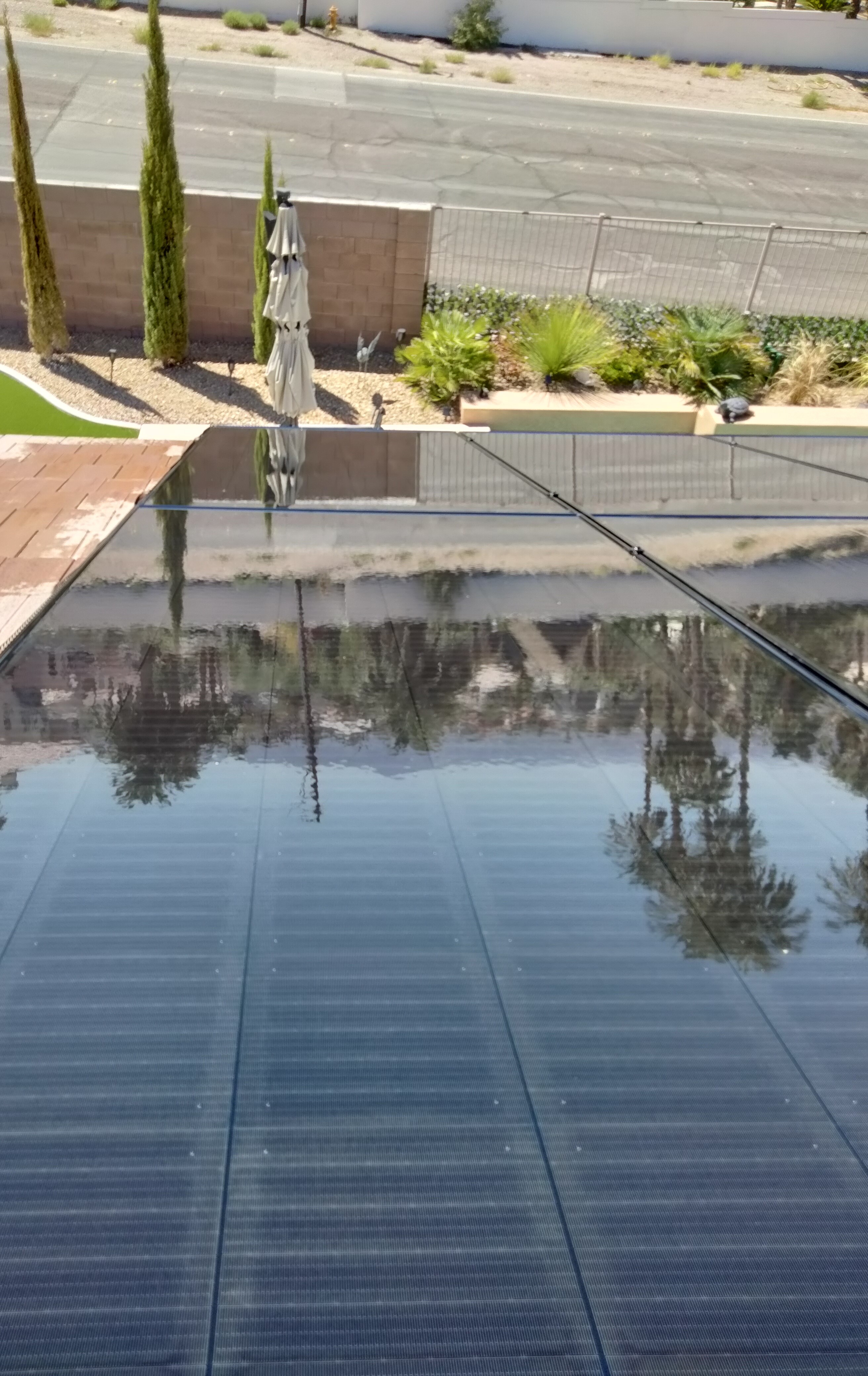 Dirty solar panels Las Vegas before automated cleaning system installation